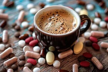 taza de café con pastillas