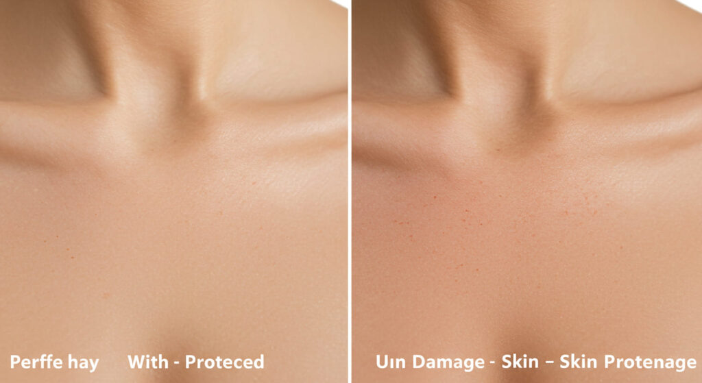 Piel con protección solar vs sin protección